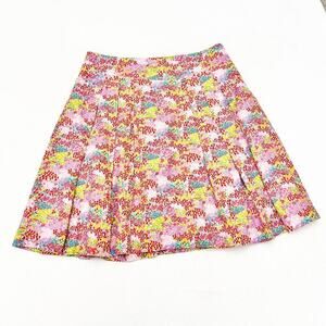 Robin Jordan Patterned Flower Pleated Colorful Skater Skirt Size M/L